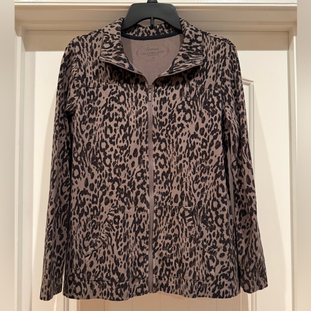 Soma Lounge Wear Zip Up Jacket/Sweatshirt Large Stretchy with pockets